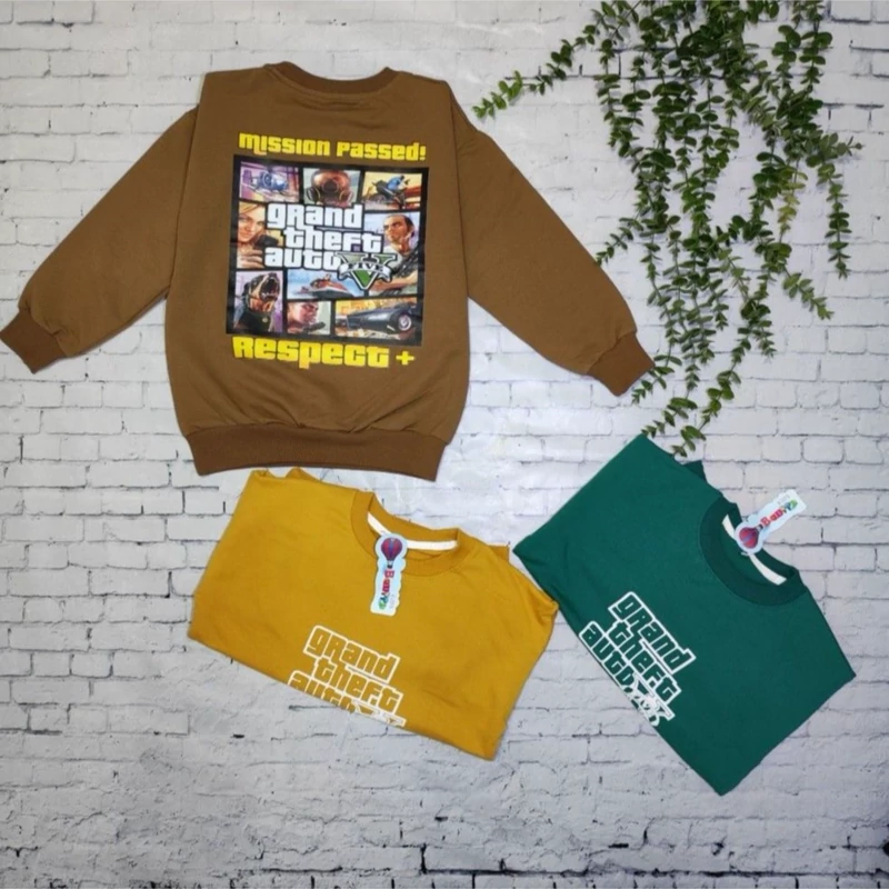 بلوز پسرانه نخی سوپر پنبه گلدوزی (پیش،پشت)طرح gta