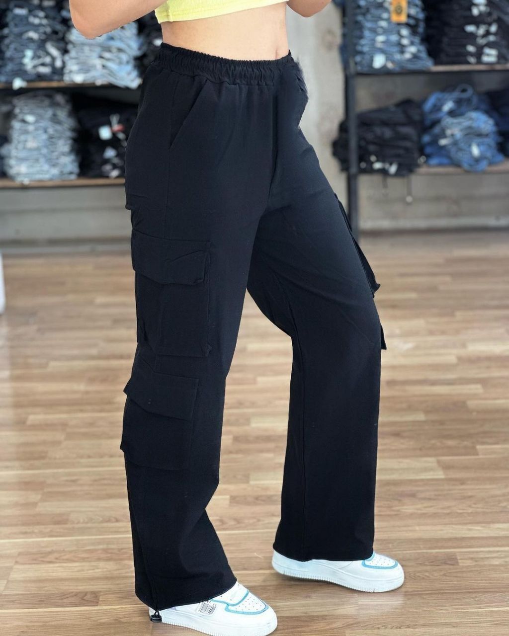 شلوار کارگو زنانه شش جیب کتان بنگال