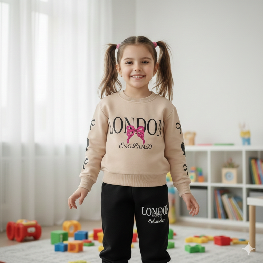 بلوز شلوار نخی دخترانه  طرح پاپیون