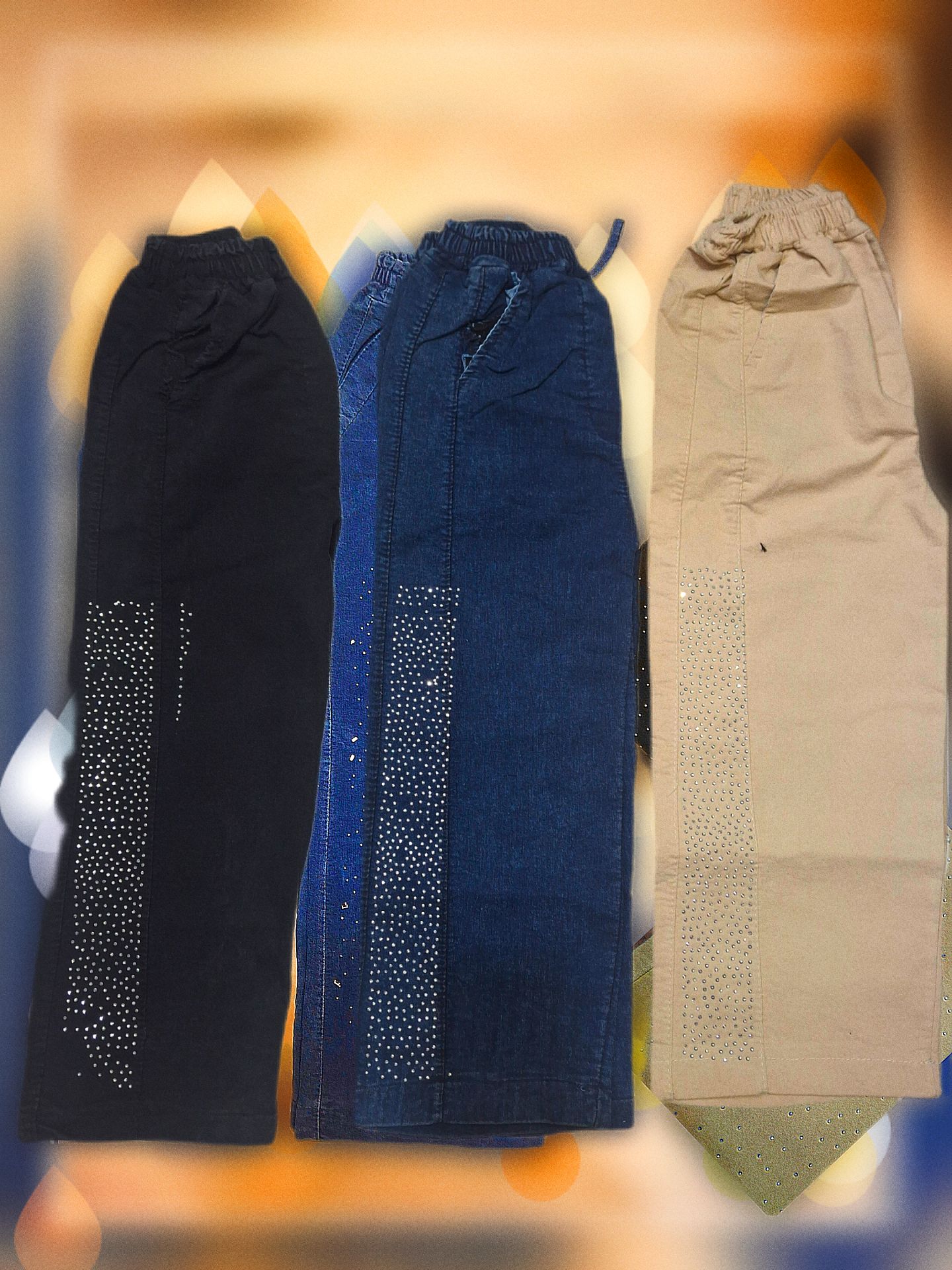 شلوار بگ دخترانه طرح لی مدل شافل بغل نگینی