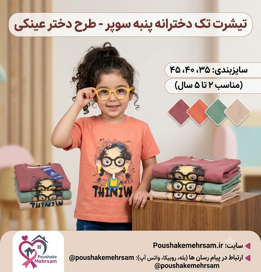 تیشرت تک دخترانه سوپرپنبه اعلا