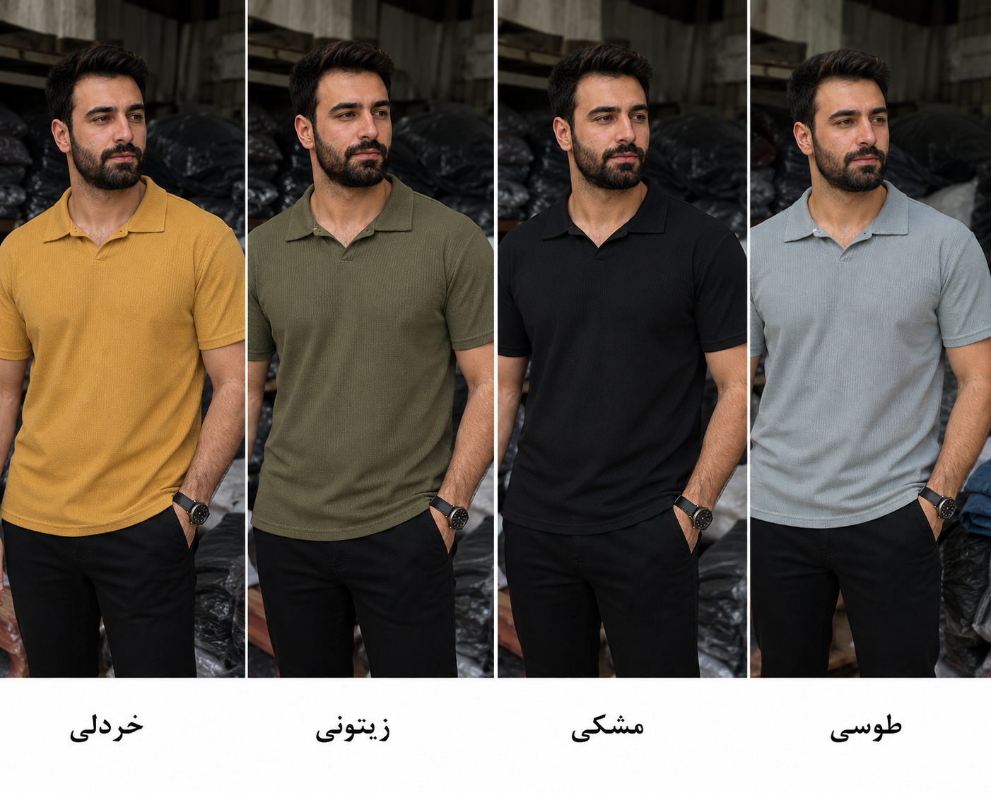 تیشرت مردانه مراکشی یقه دار